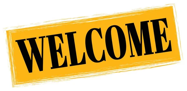 Welcome Text Written Orange Black Rectangle Stamp Sign — Stock Photo, Image