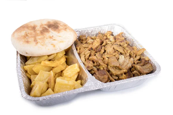 beyaz arka planda izole edilmiş shoarma plaka