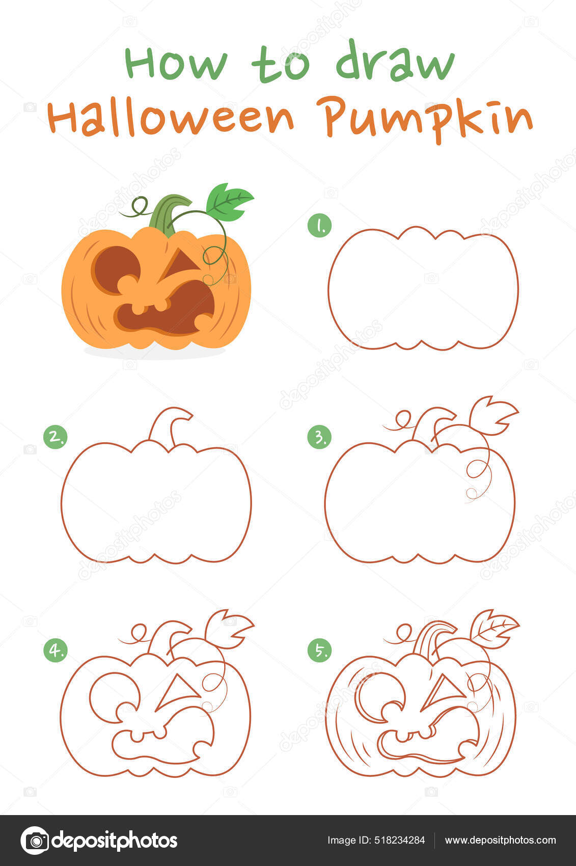 COMO DESENHAR ABOBORA DO HALLOWEEN - PASSO A PASSO 