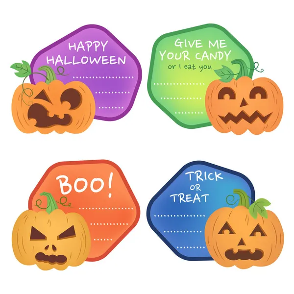 Een Set Jack Lantaarn Halloween Pompoen Tag Vector Halloween Banners — Stockvector