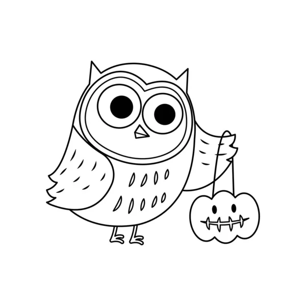 Halloween Hibou Vecteur Illustration Dessin Animé Isolé Sur Fond Blanc — Image vectorielle