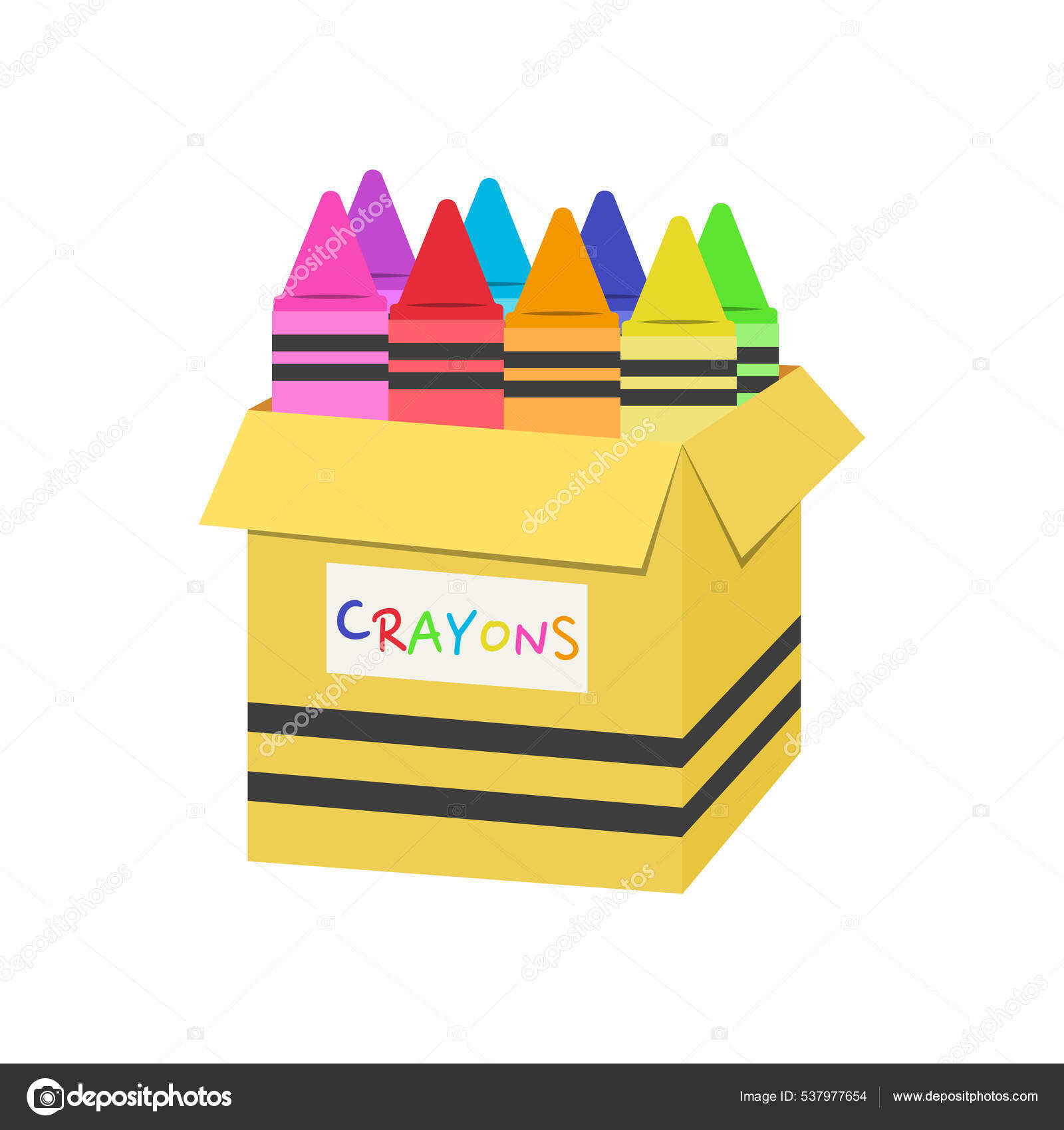 Box Crayons Vector Illustration Cartoon Isolated White Background Cute