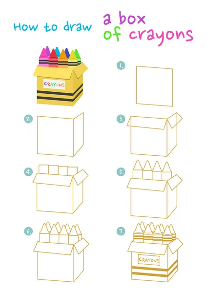 Come Disegnare Una Scatola Pastelli Illustrazione Vettoriale Disegna Una Scatola — Vettoriale Stock