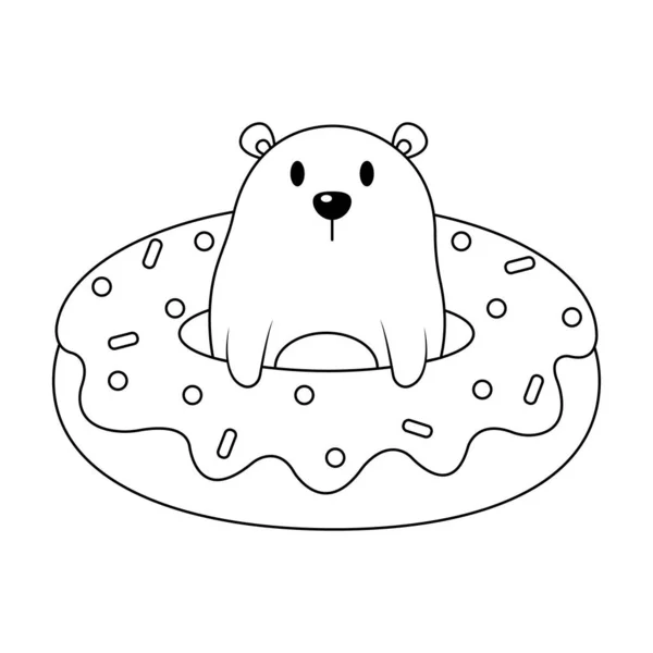 Aranyos Vicces Kövér Medve Vektor Illusztráció Rajzfilm Elszigetelt Fehér Háttérben — Stock Vector