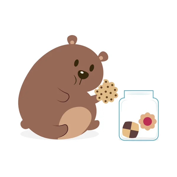 Cute Funny Fat Bear Vector Illustration Cartoon Isolated White Background — Stock Vector