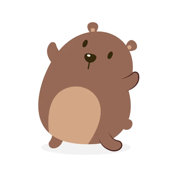 Bonito Divertido Oso Gordo Vector Ilustración Dibujos Animados Aislados Sobre — Vector de stock