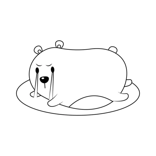 Симпатичная Смешная Векторная Карикатура Жирного Медведя Изолированная Белом Фоне — стоковый вектор