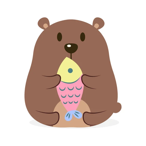 Χαριτωμένο Και Αστείο Λίπος Αρκούδα Διάνυσμα Εικονογράφηση Κινουμένων Σχεδίων Που — Διανυσματικό Αρχείο