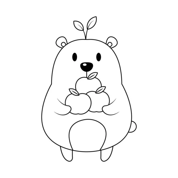 Bonito Divertido Oso Grasa Vector Ilustración Dibujos Animados Aislados Sobre — Vector de stock