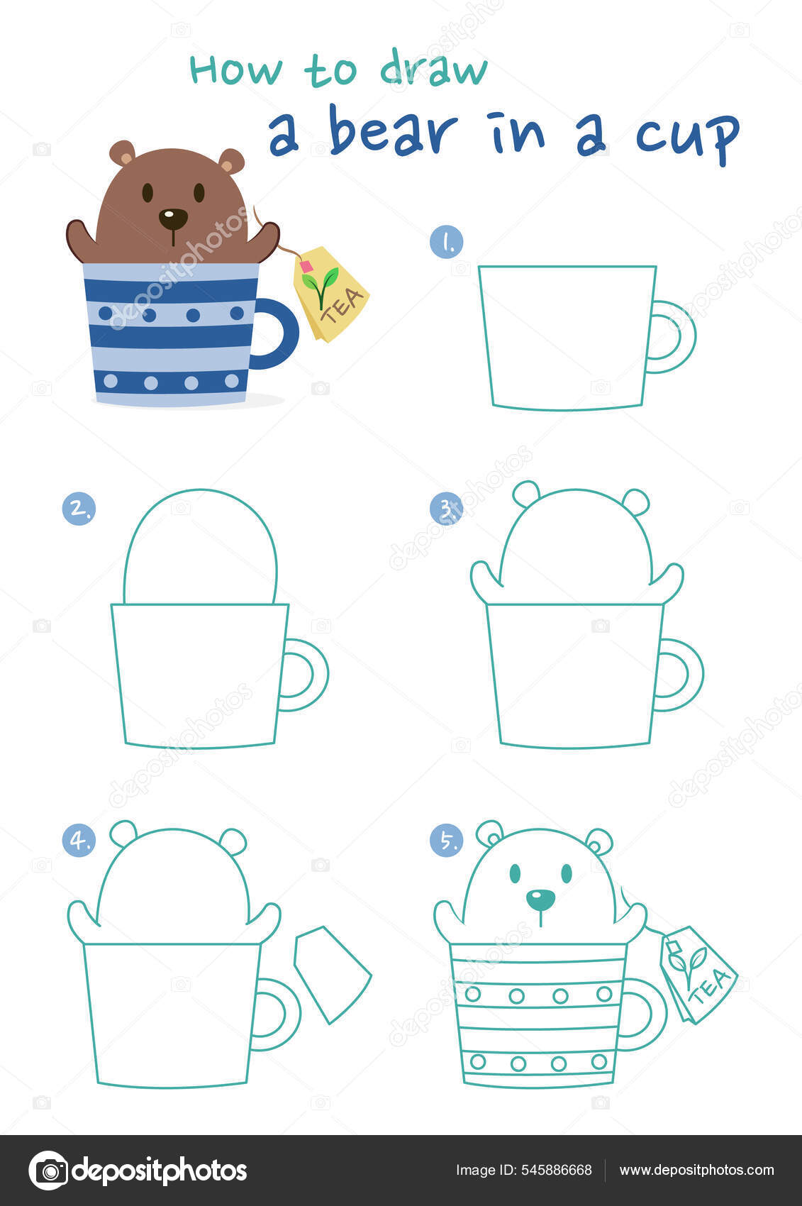 Hvordan Tegne Bjørn Begervektor Illustrasjon Trekk Bjørn Koppkopp Steg Steg  stockvektor © NutkinsJ #545886668, image size:1131x1700