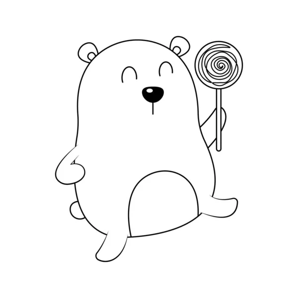 Χαριτωμένο Και Αστείο Λίπος Αρκούδα Διάνυσμα Εικονογράφηση Κινουμένων Σχεδίων Που — Διανυσματικό Αρχείο