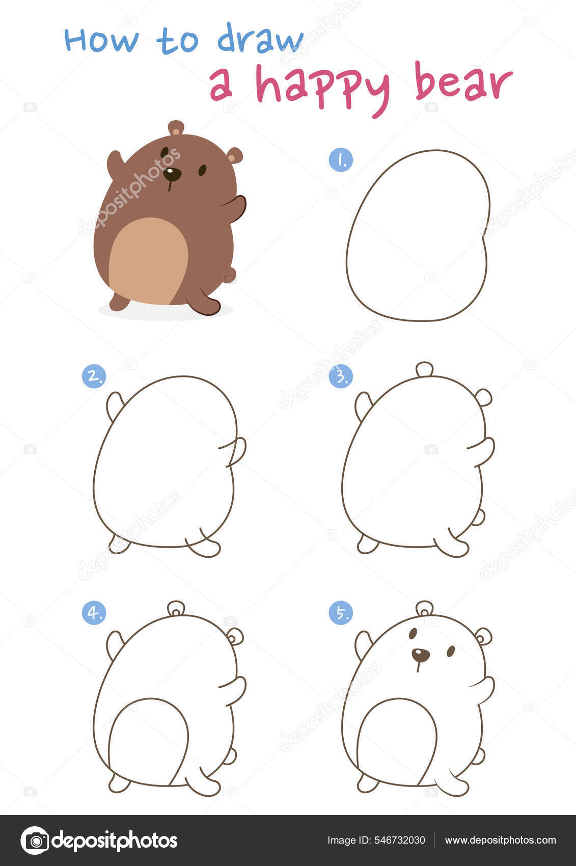 Como Desenhar Uma Ilustração Feliz Vetor Urso Gordo Desenhe Urso imagem  vetorial de NutkinsJ© 546732030