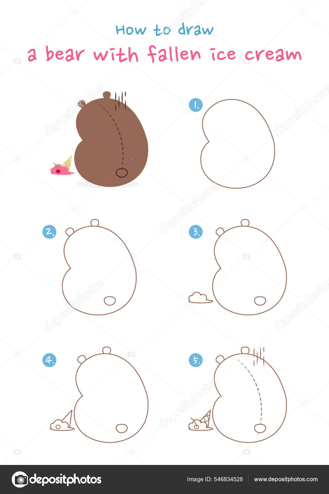 Como Desenhar Uma Ilustração Feliz Vetor Urso Gordo Desenhe Urso imagem  vetorial de NutkinsJ© 546732030