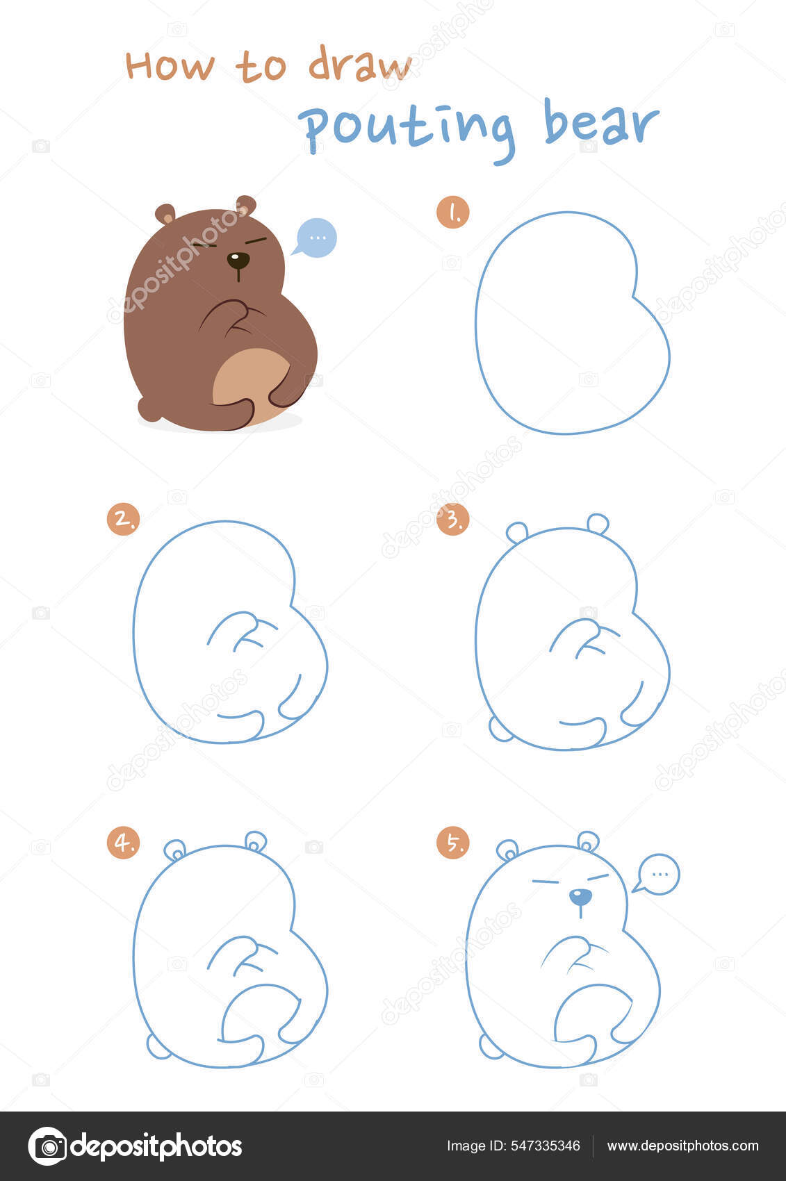 Como Desenhar Uma Ilustração Feliz Vetor Urso Gordo Desenhe Urso imagem  vetorial de NutkinsJ© 546732030
