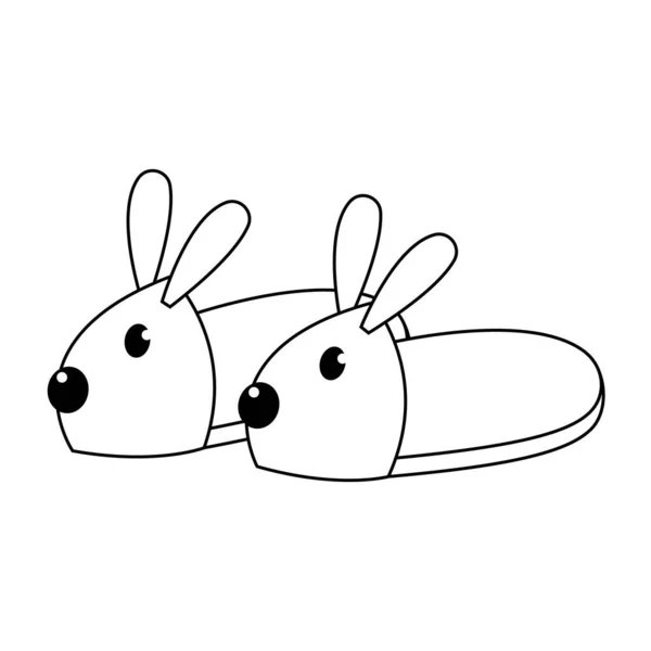 Bunny Pantofle Vektorové Ilustrace Karikatura Izolované Bílém Pozadí Roztomilý Králík — Stockový vektor