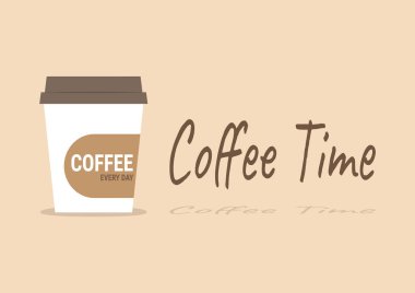 Şirin kahve fincanı vektör çizimi tasarımı. Kahve zamanı vektörü fikri. 