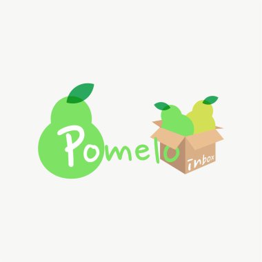 Kutu meyve dükkanının logosunda Pomelo. Meyve dükkanı logo vektör tasarımı.