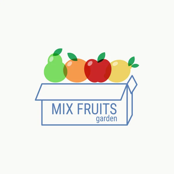 Design Logotipo Loja Frutas Frutas Caixa Logotipo Design Gráfico — Vetor de Stock