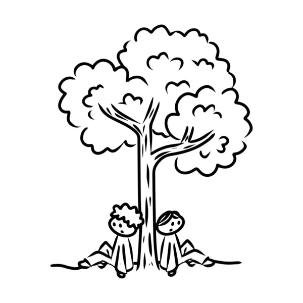 Plane Tree Vector Illustration Story Book Aesop Fable Illustration Transparent — Vetor de Stock