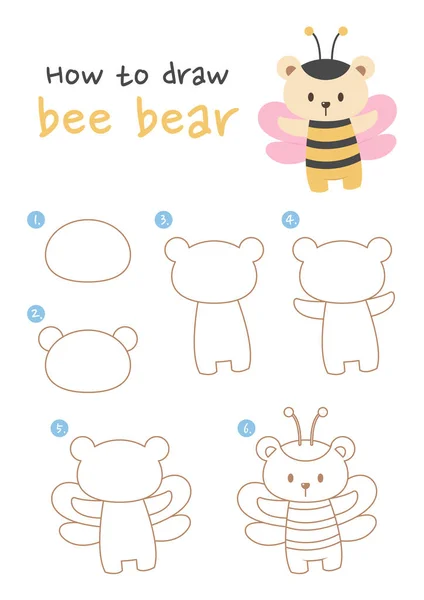 How Draw Bear Bee Costume Vector Illustration Draw Bear Bee — Stockvektor