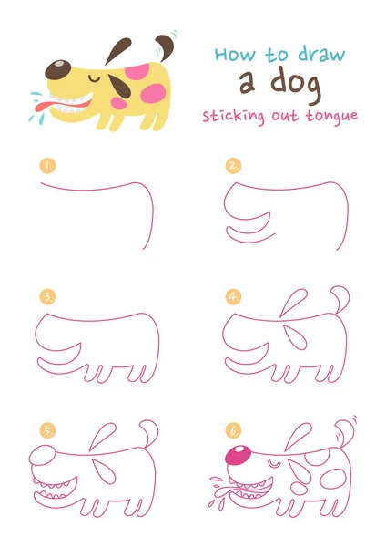 How Draw Dog Sticking Out Tongue Vector Illustration Draw Dog — 스톡 벡터