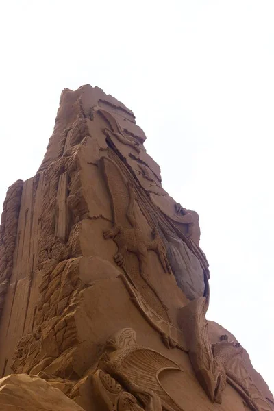 Middelkerke Belgium July 2022 Sandsculpture Pteranodon Flying Dinosaur Mountain Sand — 스톡 사진