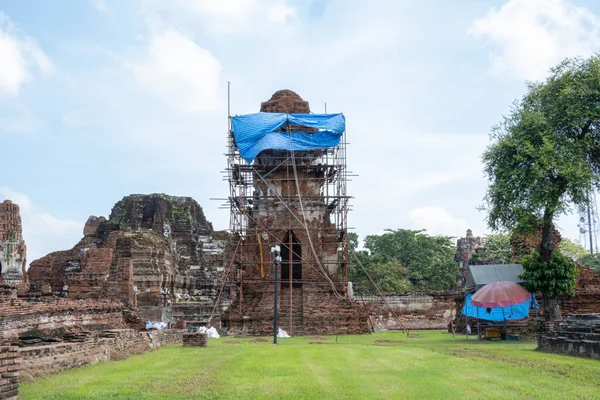 Ayutthaya Alte Stadt Die Beschädigt Ist Wird Repariert Sie Schön — Stockfoto