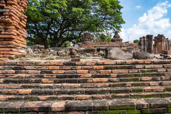 Ruinen Der Alten Stadt Ayutthaya Steinwasser Wird Gestapelt Dem Glauben — Stockfoto