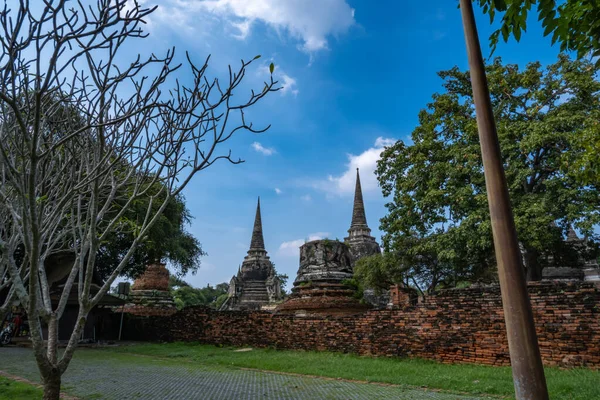Ayutthaya Historical Archaeological Site Thailand Many Pagodas Structures — Stockfoto