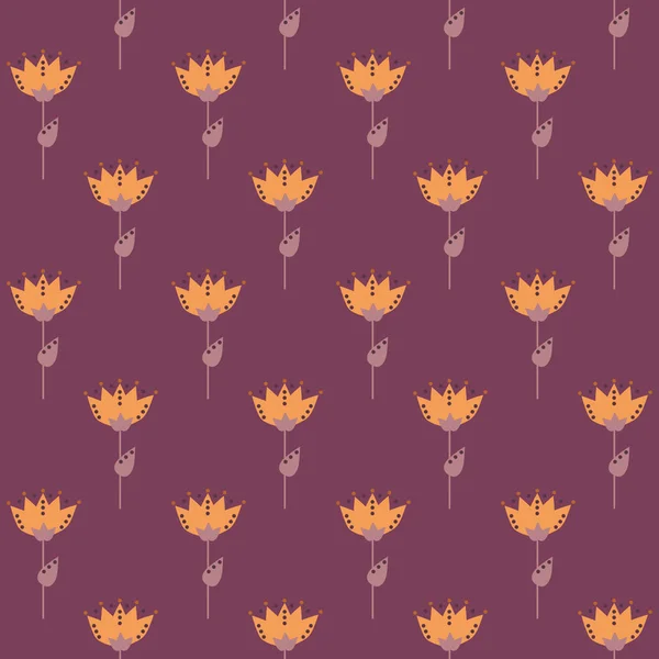 Jesienny Wzór Kwiatowy Bez Szwu Aster Calendula Proste Kształty Rysunek — Zdjęcie stockowe