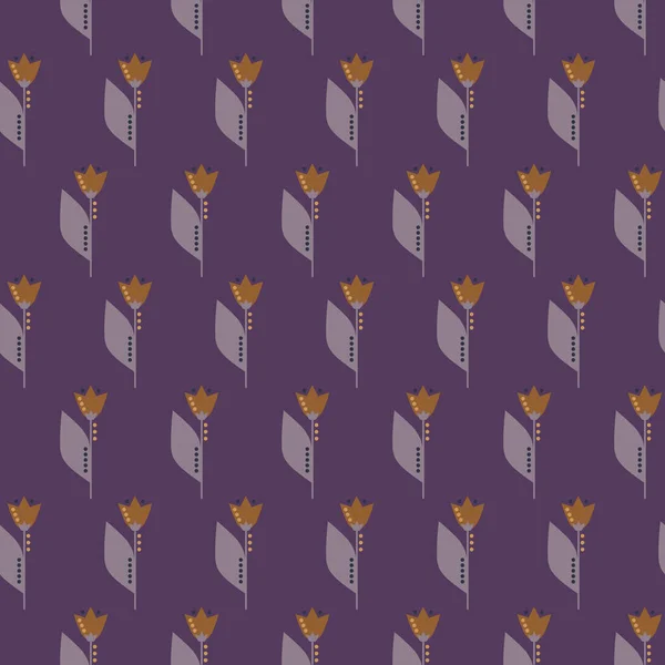 Tulip 'le birlikte sonbahar çiçeksiz desenli. Basit şekiller. Çizim çizimi. Doğa motifi. Botanik düz çizimi tekrarla. Tekstil, kumaş, yüzey ve ambalaj için tasarım.