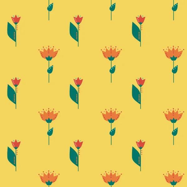 夏の花のシームレスなパターン シンプルな形 スケッチ ドローイング 自然をモチーフに 植物のパターンを繰り返します フラットスタイルのイラスト テキスタイル ファブリック 表面とラッピングのためのトレンディなファッションデザイン — ストック写真