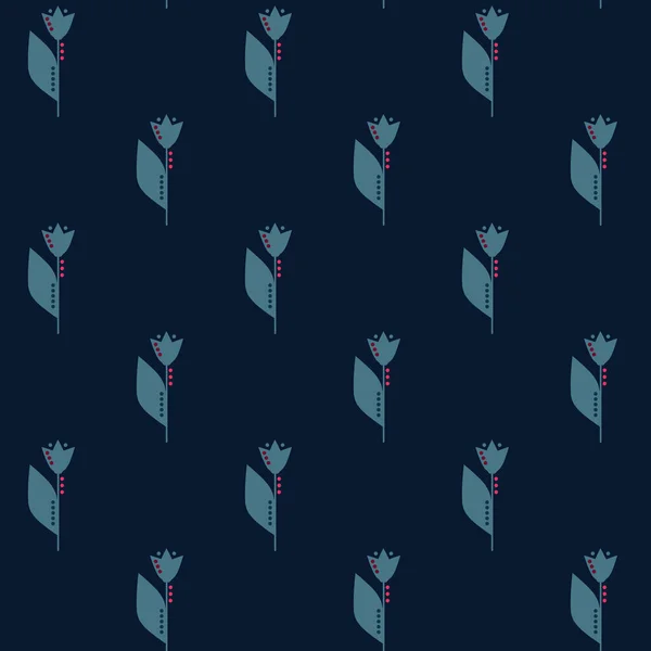Tulip 'le birlikte kışın çiçek desenli. Basit şekiller. Çizim çizimi. Doğa motifi. Botanik düz çizimi tekrarla. Tekstil, kumaş, yüzey ve ambalaj için tasarım.