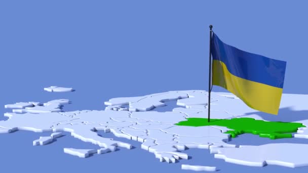 Ucrânia Mapa Animação Com Bandeira — Vídeo de Stock