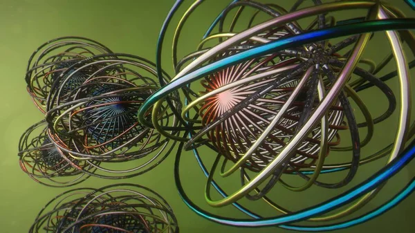 Colored Rings Make Rotating Spheres — Fotografia de Stock