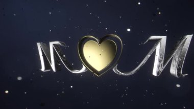 3D MOM animation with golden metal hearts and particles