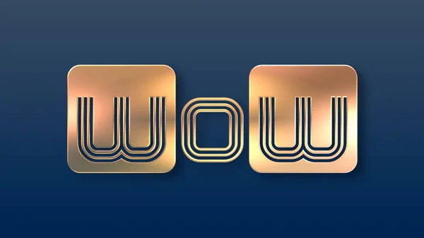 Wow Text Square Shapes Color Background — 图库照片