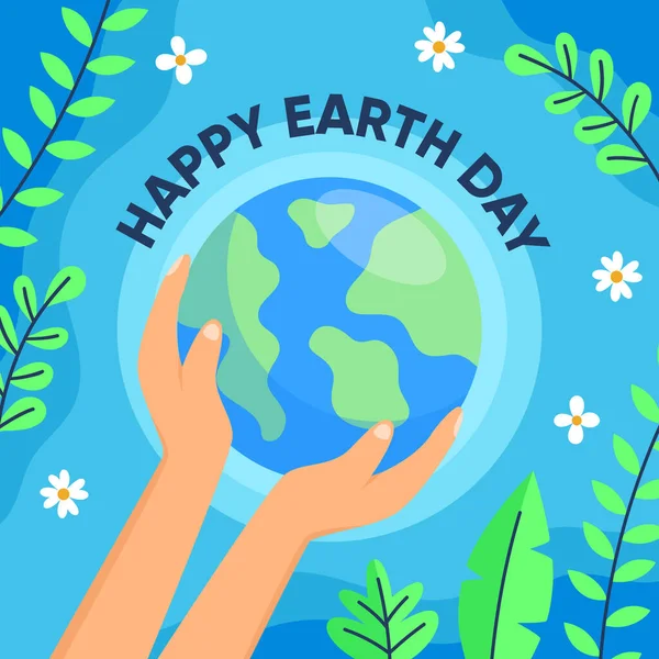 Glad Earth Day Fest Affisch Eller Bakgrundstorget För Sociala Medier — Stock vektor