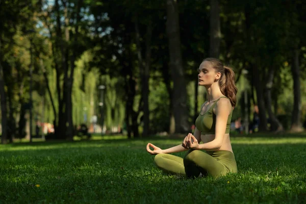 Young Woman Doing Yoga Exercise Outdoor Park Sport Yoga Royalty Free Stock Photos