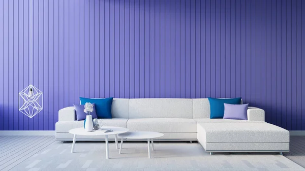 Purple Blue wall living room interior 2022 - 3D rendering