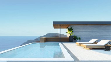 Plaj Lüks Villa Hotel Ocean Sky - 3D Görüntü