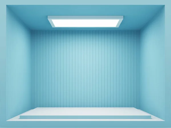 Luz Azul Turquesa Cor Parede Interior Sala Entrada Renderização — Fotografia de Stock