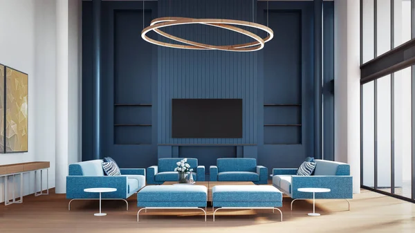 Blue Room Modern Interior Rendering — Stock Photo, Image