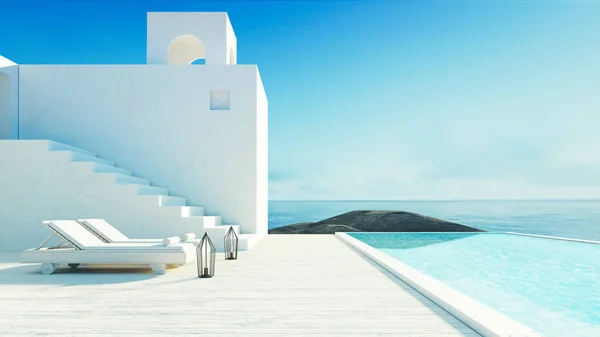 Luksusowy Hotel Kurort Widokiem Morze Stylu Santorini Rendering — Zdjęcie stockowe