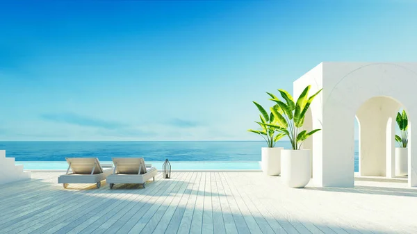 Lüks sahil manzaralı otel ve tatil köyü - Santorini tarzı - 3D görüntüleme 