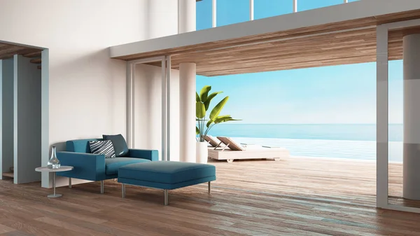 Sahilin iç tarafındaki deniz manzaralı otel ve tatil köyü - 3D görüntüleme