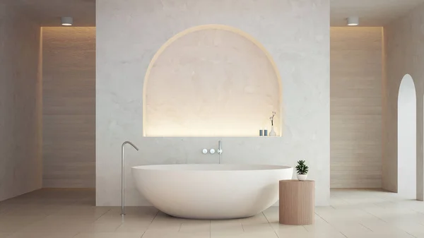 White bathroom arch modern interior  - 3D rendering