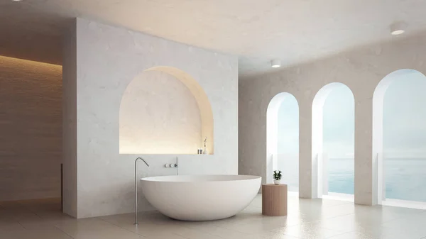 Arco Bagno Bianco Interni Moderni Rendering — Foto Stock
