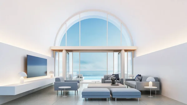 Luxury Villa House Beach Sea View Interior Modern Design Rendering — Foto de Stock