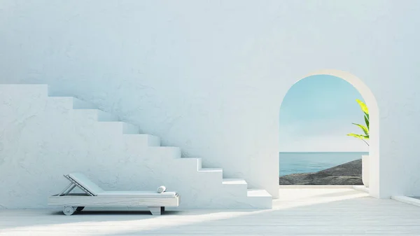 Mediterranean Luxury Gate Wall Sea View Stair Santorini Island Style —  Fotos de Stock